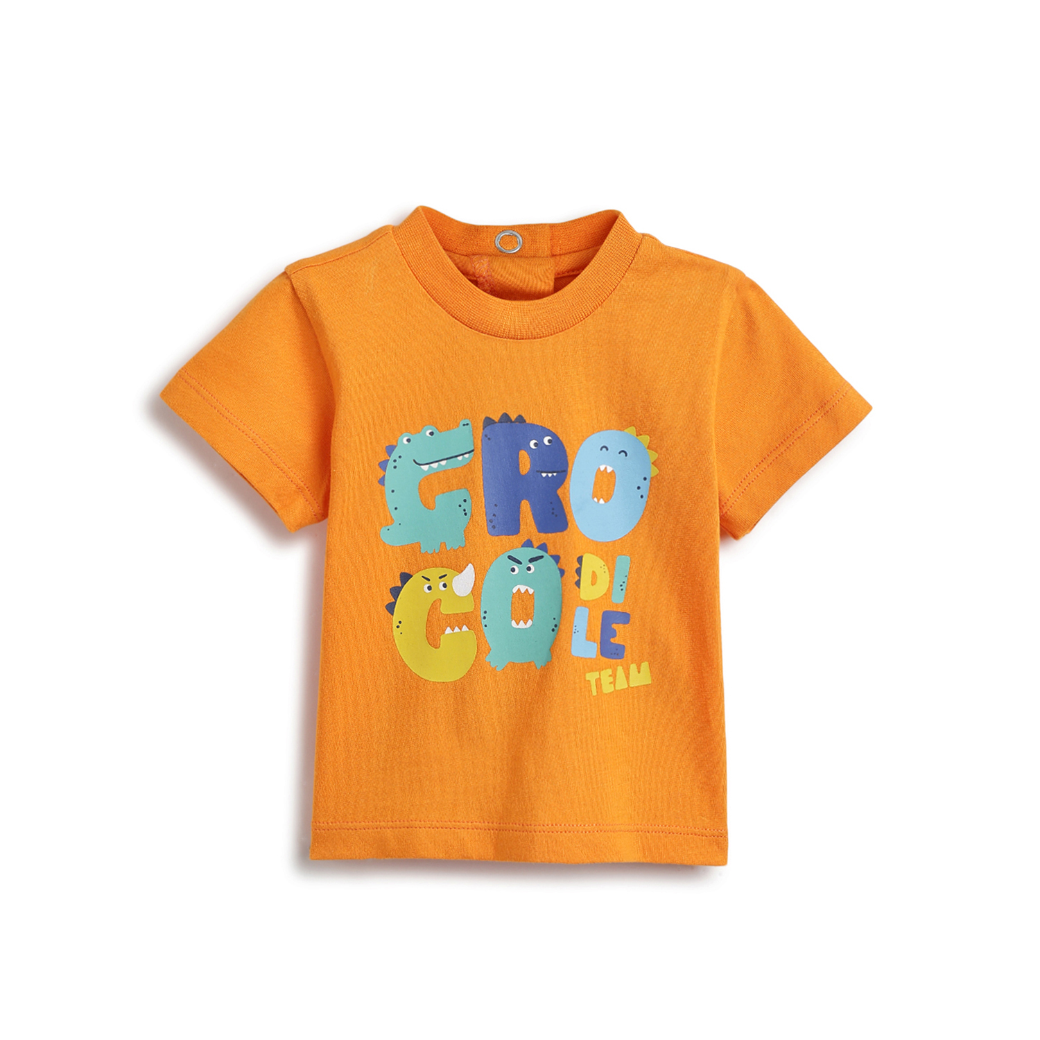 Boys Graphic Printed Short Sleeve T-Shirt-Orange